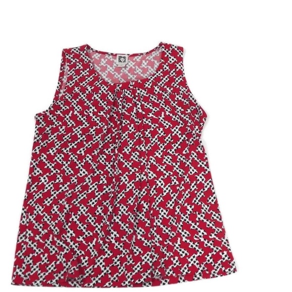 ANNE KLEIN Red Black White Houndstooh Career Top S - Picture 2 of 8